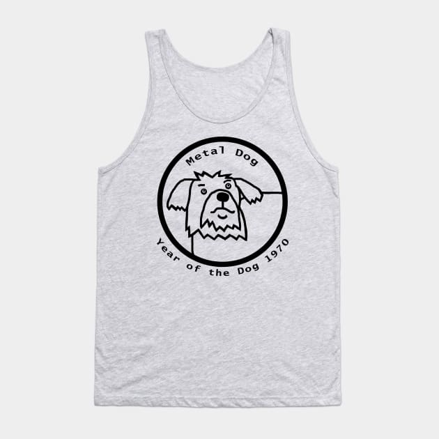 Year of the Metal Dog Vintage 1970 Outline Tank Top by ellenhenryart